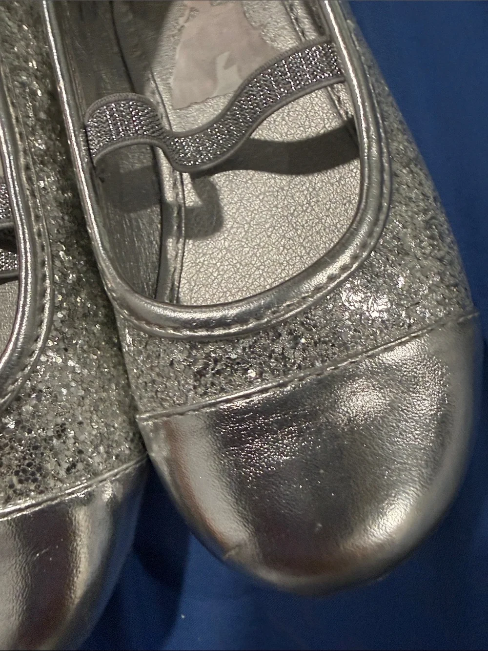 Disney Silver Glitter Mary Jane Dress Shoes for Kids